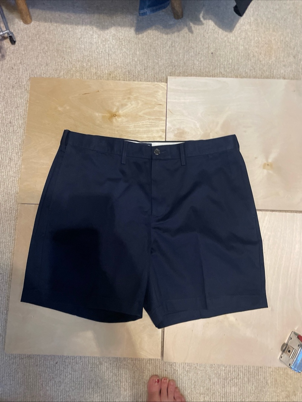 Lands' End Men's Navy Flat-Front Chino Shorts